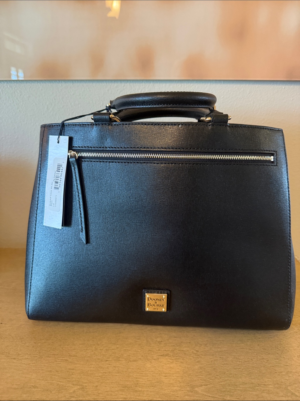 Nwt Dooney & Bourke Saffiano Zip Satchel - Black